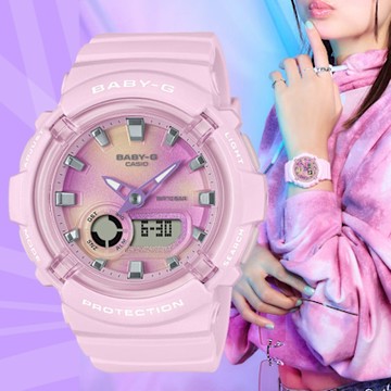 CASIO 卡西歐 BABY-G 柔和俏皮 扎染圖案 雙顯錶-粉紅 BGA-280TD-4A