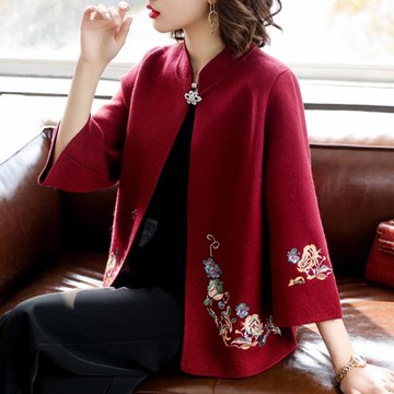 婚禮媽媽秋裝洋氣短款外套喜婆婆中老年女高貴結婚禮服針織上衣服