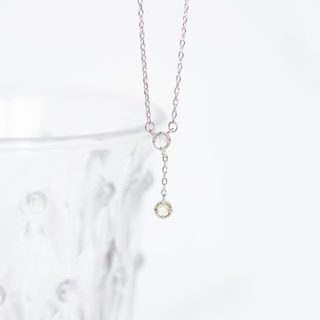 橄欖石mix白水晶925純銀蛋糕爪鑲Y字項鍊