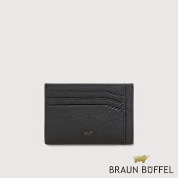 【BRAUN BUFFEL 德國小金牛】台灣總代理 斯萊特-A 6卡卡夾-黑色/BF565-151-BK