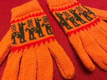 長手指羊駝走路毛料手套-橘