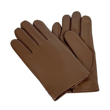 COACH 男款壓印Logo 皮革智能手套 M號(深焦糖色) CV863 CWH