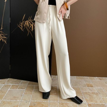 【巴黎精品】現貨+預購 休閒褲寬管長褲-高腰抽繩直筒闊腿女褲子4色a1ga5