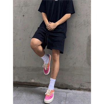夏季美式純色簡約休閑情侶短褲男潮牌高街寬松外穿籃球運動五分褲