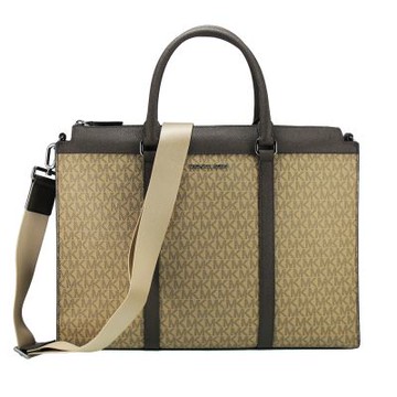 Michael Kors COOPER滿版PVC LOGO手提/肩背/斜背/公事包37S5LCOA3B(咖啡)