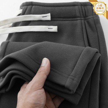 【加厚加絨】衛褲 運動褲 休閒褲 直筒褲 美式衛褲 寬鬆束腳褲 灰色斜紋面料 秋冬保暖 男女同款