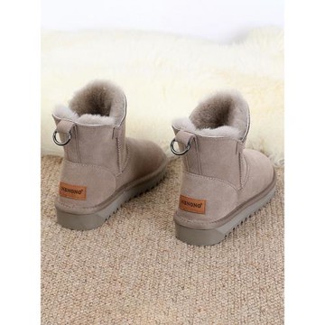 冬季新款真皮羊毛雪地靴女短筒2025冬防滑百搭加厚羊毛保暖短靴子