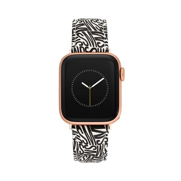 STEVE MADDEN Apple Watch 錶帶  ㄇ字皮錶帶-黑白塗鴉印花皮革質感錶帶