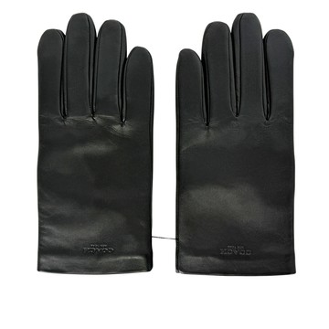 COACH 男款壓印Logo 皮革智能手套 M號 (黑色)