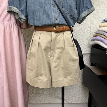 夏季韓版新款2025年文藝韓國東大門小清新簡約純色百搭工裝短褲女