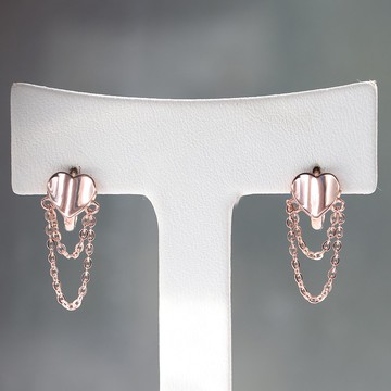 14K Love Heart Chain Lock Earring 愛心鍊耳扣耳環