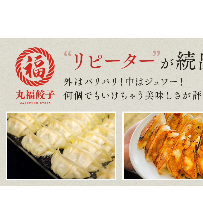 餃子 リピーター続出！ 遠州名物 丸福の餃子 タレ付き ぎょうざ ギョーザ ギョウザ 惣菜 おかず 中華 点心 加工食品 冷凍 静岡