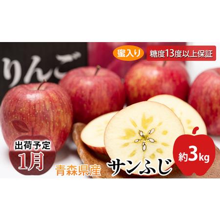 ふるさと納税 年明け 蜜入り 糖度保証サンふじ 約3kg  青森県平川市