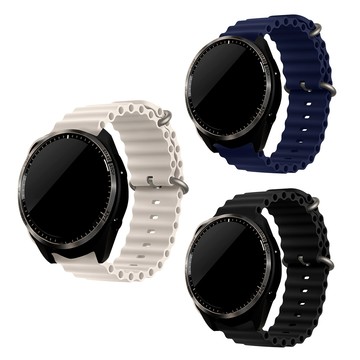 Timo Garmin Forerunner / Haylou Solar / RS3 通用款 液態矽膠波浪替換錶帶 (錶帶寬度22mm)