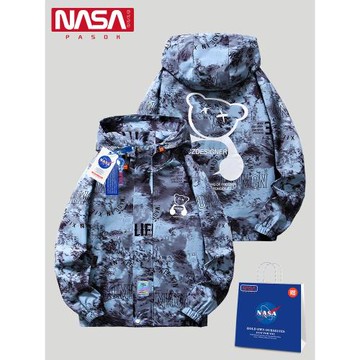 NASA聯名潮牌夾克男連帽秋季寬松大碼春秋褂子潮流痞帥氣學生外套