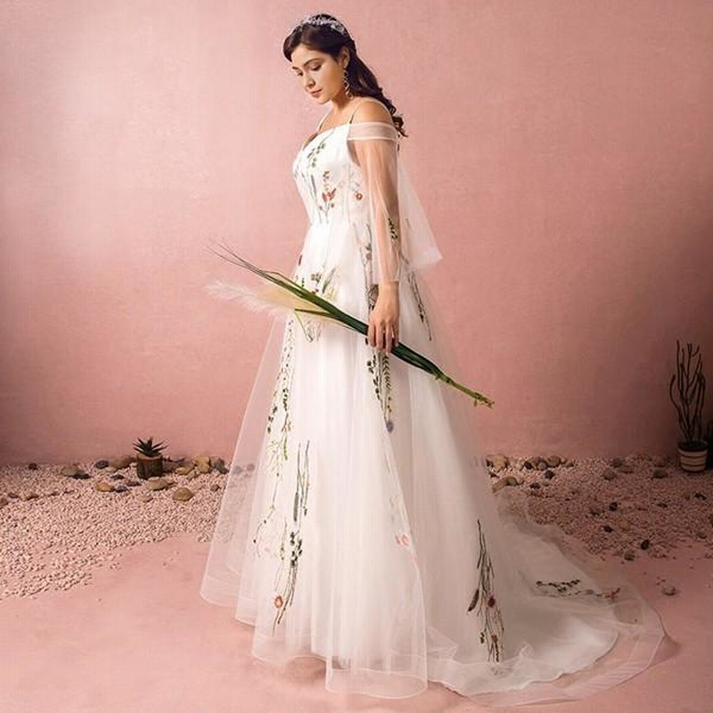 花柄 ロングドレス 二次会 花嫁 パーティドレス ワンピース 体型カバー  