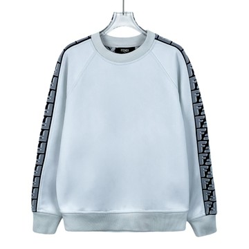 (XL) fendi質感logo字母藍色長袖上衣