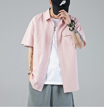 FINDSENSE X  男生日系印花襯衣短袖襯衫