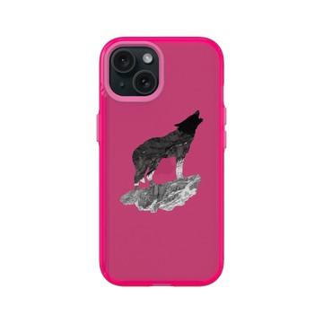 iPhone 15 Clear 粉漾桃 - Animal Silhouette / 動物剪影 - 狼嚎