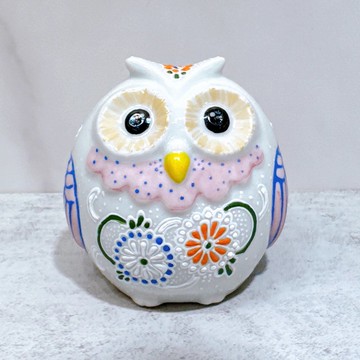 【白彩靈梟】日本九谷燒貓頭鷹 | 白盛粉羽