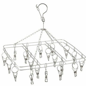 2.5MM不銹鋼方形曬衣架20夾 防風型粗款 不鏽鋼曬衣架襪架 曬衣鍊 曬衣架 晾衣架 曬毛巾【GL428A】  123便利屋