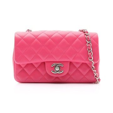 CHANEL 香奈兒 粉色 菱格紋 羊皮 Classic Flap 經典口蓋包 肩背包 (背面有色移) 【二手名牌BRAND OFF】