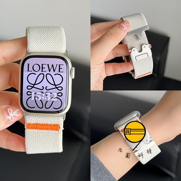 新款 降落傘金屬卡扣 編織尼龍錶帶 適用 Apple Watch 11 10 9 8 SE 錶帶 42mm 46mm