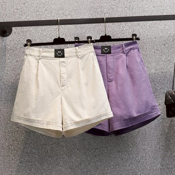 品牌折扣店商場專柜撤柜女裝尾貨清倉夏裝高腰顯瘦薄款闊腿短褲子