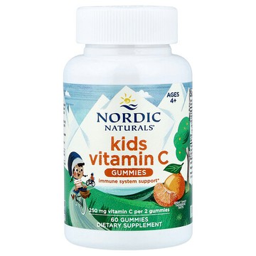 Nordic Naturals, 兒童維生素 C 軟糖，4 歲以上，美味橘子味，250 毫克，60 粒軟糖（每粒軟糖 125 毫克）