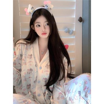 「小貓蛋糕架」原創海島絨睡衣女秋冬款2025新款秋冬季薄絨家居服