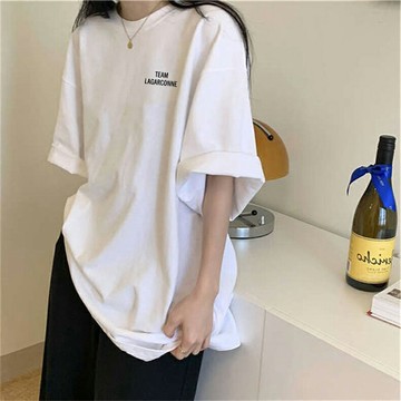 美式復古純棉短袖t恤女夏裝寬松韓版ins潮oversize半袖小眾上衣服