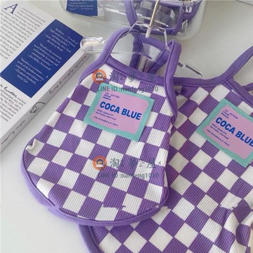 運動風夏季棋盤格 潮款寵物衣服透氣貓咪泰迪背心【淘夢屋】