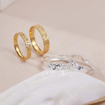 RJ New York 錘紋碎冰輕奢男女情人開口可調節戒指(2色男女可選)