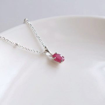925純銀 紅寶石 天然石 客製化刻字 項鍊 鎖骨鍊 長鍊