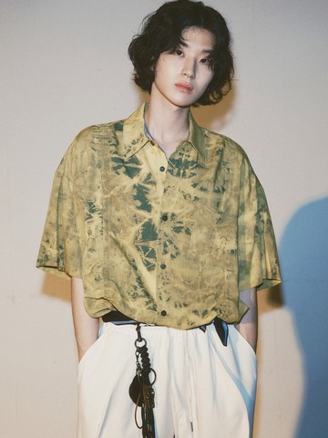 Bleach Dyeing Strap Shirt_Yellow
