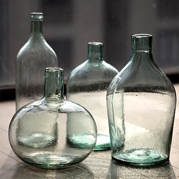 掬涵 玻璃花瓶落地臺面藝術玻璃器皿軟裝飾美式粗放手工