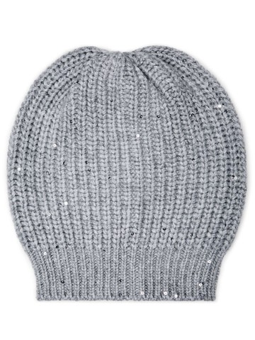 Brunello Cucinelli - ribbed-knit beanie - women - Polyamide/Silk/Cashmere - M - Grey