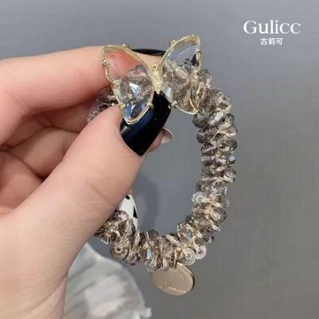 Gulicc 韓版 時尚 水晶 髮圈(飾品 髮飾 頭飾 髮帶 髮圈 生日禮物 雙11 聖誕節)