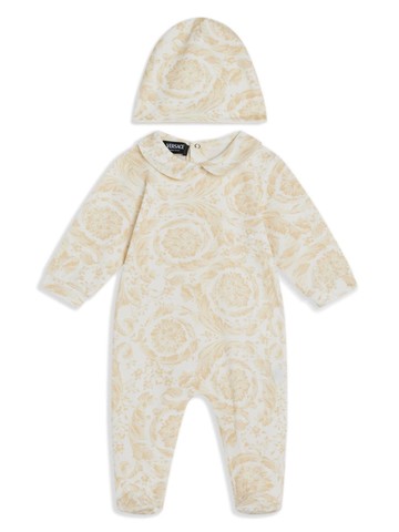 Versace Kids - Barocco-print jersey babygrow set - kids - Cotton/Elastane - 12-18 - White