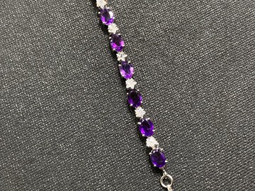 天然 紫水晶 手鍊 印度製 925純銀 手工製