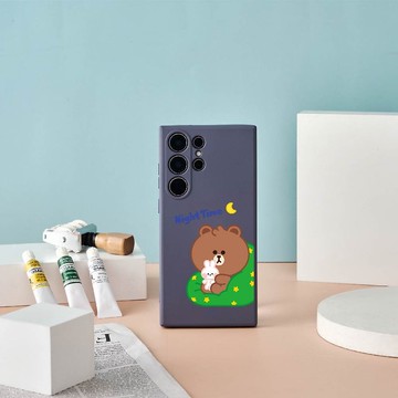 LINE FRIENDS MINI-熊大的晚安陪伴純色矽膠SAMSUNG手機殼