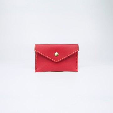 真皮金邊名片夾 (紅色)