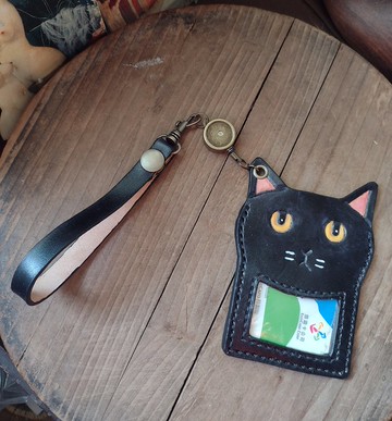 可愛討喜小黑貓 伸縮式 識別証/悠遊卡套/識別證套