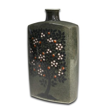 最後降價 人類國寶13幾歲的今泉現在右衛門 色鍋島薄碳黑珠子樹文花瓶子有田燒本人收成彩色畫瓷器箱子真貨保證ku 日本樂天市場