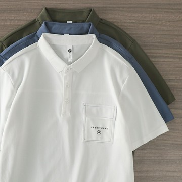 工裝貼袋短袖POLO衫男夏季美式休閑T恤男士翻領