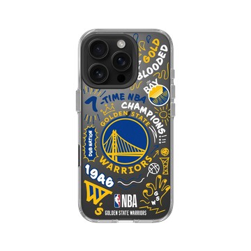 iPhone 16 Pro Clear Case（相機按鈕） 透明 - NBA - 塗鴉系列-金州勇士 Golden State Warriors - Graffiti