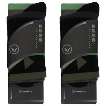 WOAWOA 極致速乾運動羊毛登山襪 止滑款  M(22~24cm)  2雙  黑色
