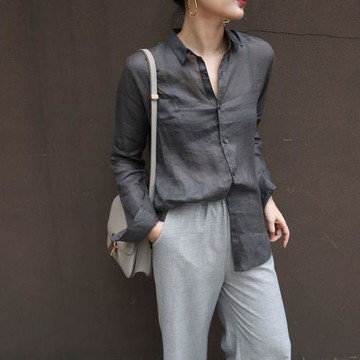 小眾秋季寬松休閑女士長袖襯衫
