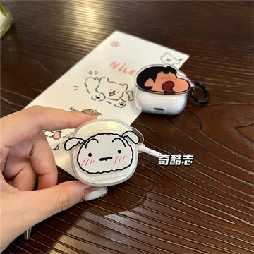 ins風可愛蠟筆小新適用于倍思MC1小云朵卡通小白狗狗貼片PM138藍牙保護套mc1簡約無線耳機套透明防摔硅膠軟殼