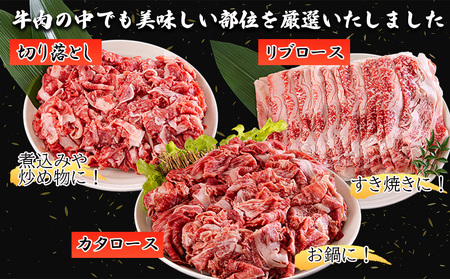  宮崎県産 黒毛和牛 スライス セット 牛肉 切り落とし モモ リブロース 肩ロース カタ 1.5kg 500g ×3 小分け 合計4.5kg 冷凍  牛肉 切落し 国産 牛肉 経産牛 すき焼き 牛丼 牛肉 炒め物 牛肉 切落し 牛肉 鍋 普段使い 牛肉 薄切り うす切り 牛肉 煮込み 牛肉